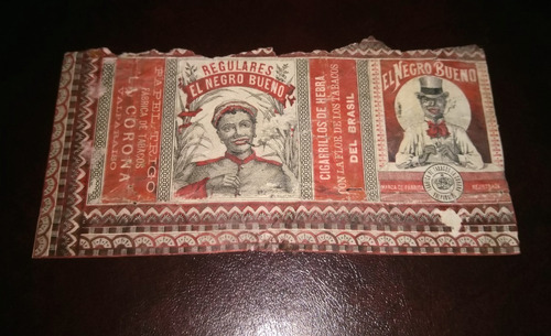 Cajetilla Cigarrillos El Negro Bueno Chile 1900´s Marquilla