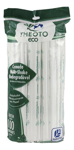 Canudo Biodegradavel 8x21cm Milk Shake Emb.individu
