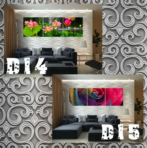 Tríptico Decorativo Flores En Marcado Madera Mdf 9mm