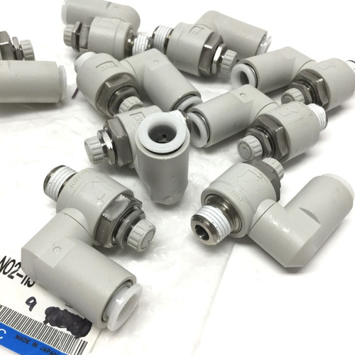 Lot Of 9 Smc As3301fg-n02-11s Elbow Speed Control Fittin Bbx