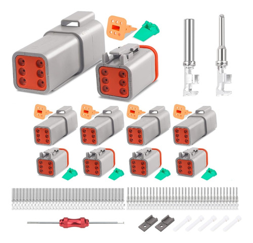 Kit De 5 Conectores Dt De 6 Pines, Conector Dt Impermeable,