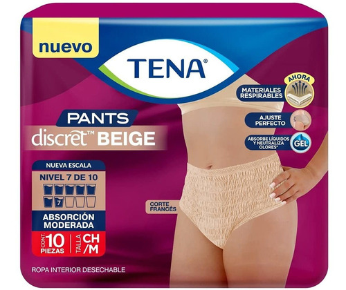 Ropa Interior Desechable Discreta Talla Ch-md 10 Piezas Tena