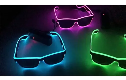 Lentes Gafas Con Luz De Neon Fluor Fiestas Nocturnas A Pilas