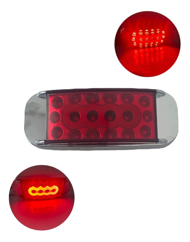 Plafón Rectangular De 18 Leds Rojo 12-24v 3 Funciones