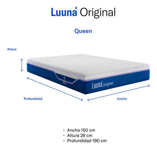Colchón King Size Luuna Original Firme En Caja, Memory Foam Blanco