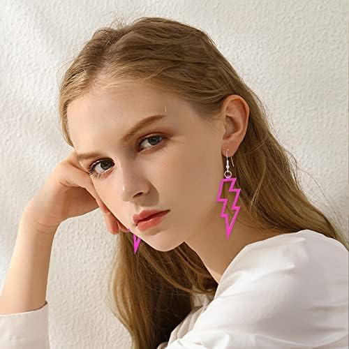 Vavhoo Punk 80s 90s Brincos Neon Para Mulheres Joias Relâmp