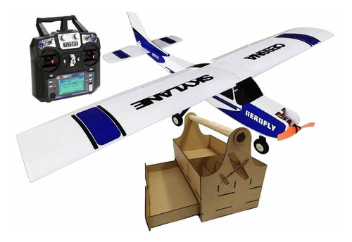 Kit Aeromodelo Cessna Eletrico Controle 6 Canais Azul