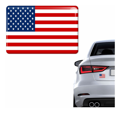 Emblema Adesivo Bandeira Eua 3d Resinado Carro Bd12 Cor USA