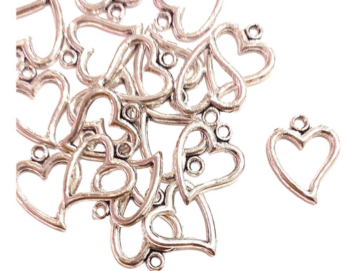 Pack X 20 Dijes Corazón De Metal Souvenirs Bijouterie