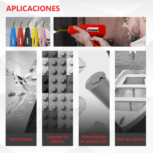 Kit De Soldador De Plástico De 100 W Con 400 Grapas Color Rojo Autool