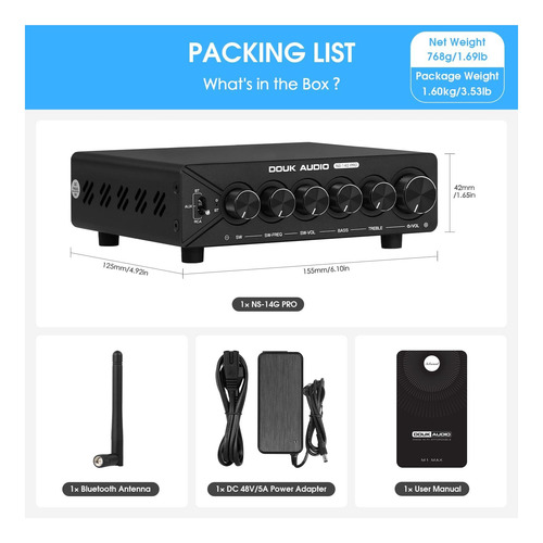 Amplificador Bluetooth De Canal Douk Ns-14g Pro 21, De 600w