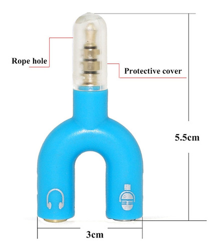 Adaptador Divisor Estereo Auxiliar 3.5mm Audifonos Microfono