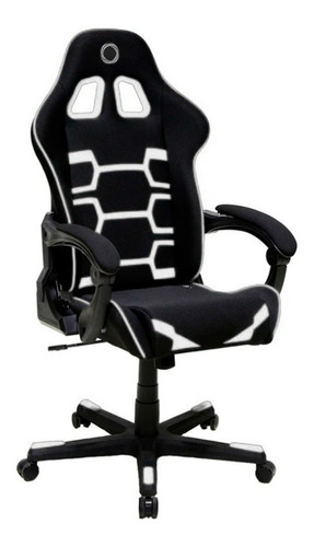 Imagen 3 de 4 de Silla de escritorio Nibio Savage NIB-GC112 gamer negra y blanca con tapizado de cuero sintético