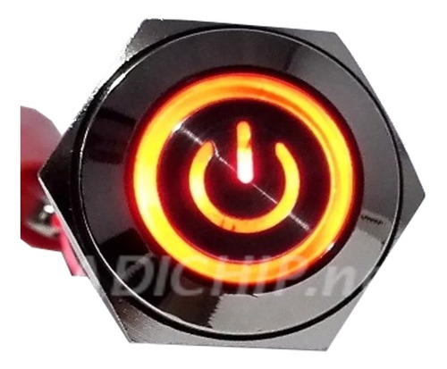 Imagen 8 de 10 de Boton Pulsador De Metal Led Con Logo Y Retención - 16mm Rojo