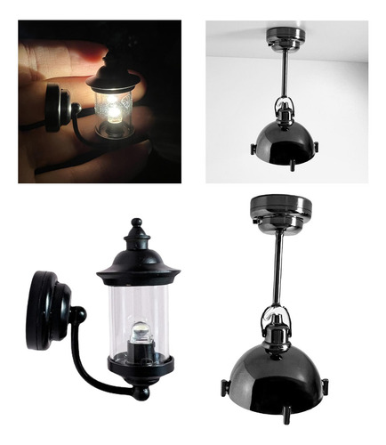 Luces De Pared De Plástico A Escala 1:12 Con Luces De Techo