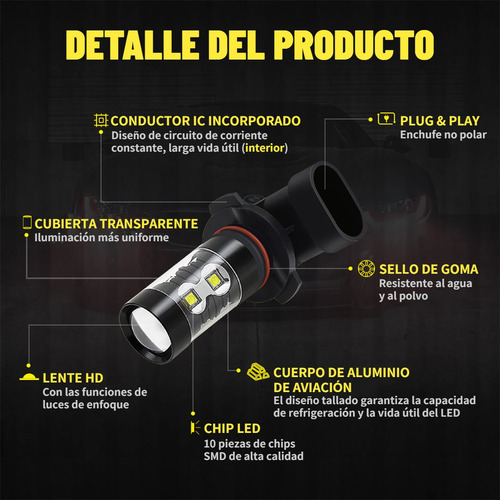 Kit De Focos Led 8000lm Luz Alta/baja/niebla Para Jeep