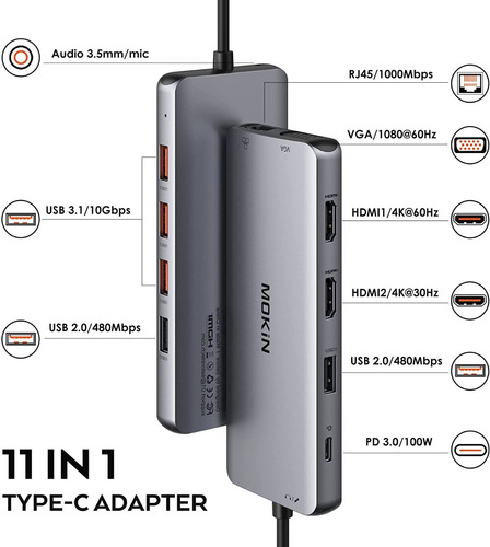 Adaptador Hub Usb C Multipuerto Para Macbook Pro Hdmi Sd 