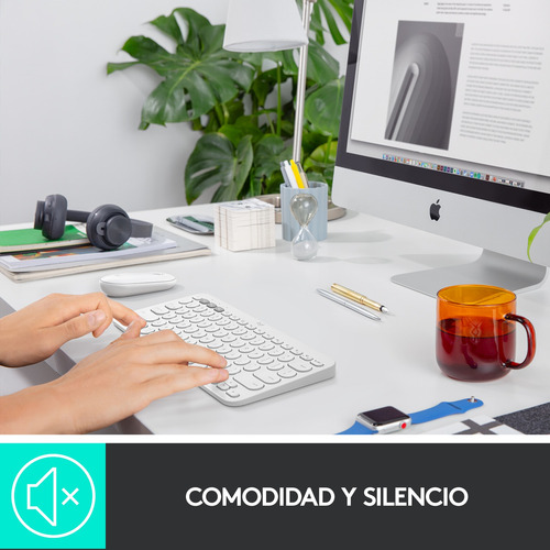 Combo Logitech Mouse M350s+teclado Bt K380s+totebag Blanco