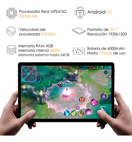 Imagen 2 de 5 de Tablet Vak 98x 10' Octacore 64gb Doble Sim 4g Android 8mp