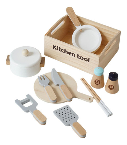 Juego De Cocina De Madera Con Pala Y Tenedor Montessori Para