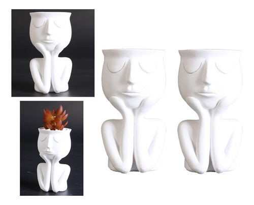 2x Escultura De Retrato Humano Maceta Florero Planta