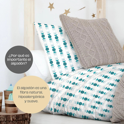 Juego De Sábanas Para Cama Individual 3 Piezas - Algodón-nap Diseño De La Tela Fases Lunares