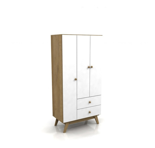 Imagen 5 de 10 de Ropero Muebles Placard 3 Puertas Roble Miel Con 2 Cajones
