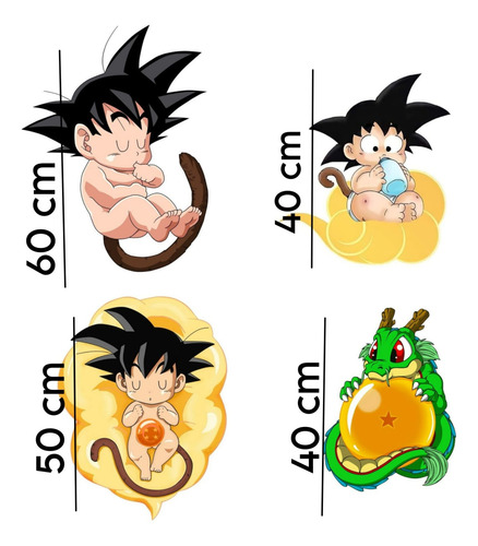 Figuras Decorativas -pack Goku Bebe- En Coroplast - Con Base Blanco