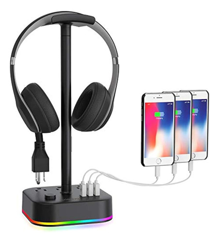 Gamenote Rgb Soporte Para Auriculares Y Regleta De Alimentac