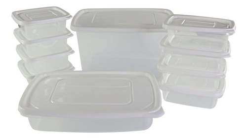 Kit 10 Potes Recipientes De Plástico Com Tampa E Trava Cor Transparente