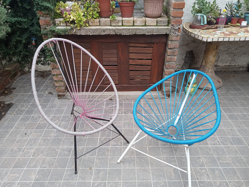 Sillas Acapulco A Reparar Lote X 2 (no Envios) Azul Petróleo Lisa (Usado)