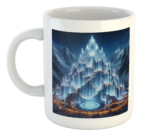 Taza Ceramica Montaña Cristal Cascadas Nieve Noche M2