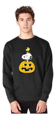 Poleron Estampado Sin Capucha Snoopy/halloween Calabaza Unisex