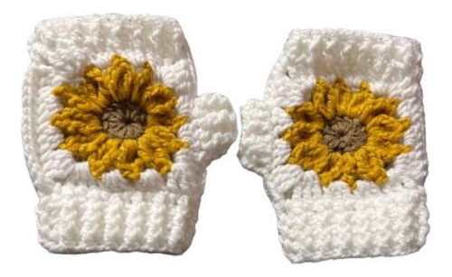 Mitones De Girasol Hechos A Crochet