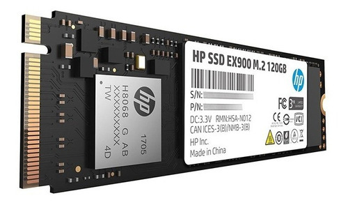 Ssd 120gb Pci-express 3.0 Hp Ex900 Nvme 1.3 M.2 Flash Nand Cor Preto