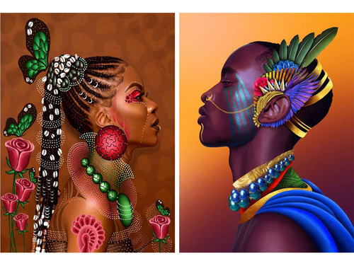 Kits Pintura Diamante 5d Para Mujer Africana Arte X