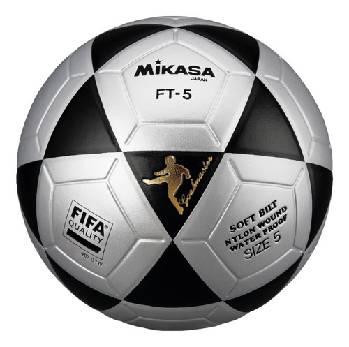 Pelota de fútbol Mikasa FT-5 nº 5 color plateado/negro