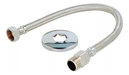 Engate Flexível De Aço Inox Trançado 60cm - Jr Metais Acabamento Cromado Cor Cromado