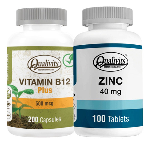 Vitamina B12 500 Mcg + Zinc 40 Mg Qualivits Apto Veganos Sabor Natural