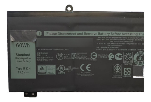 Bateria Compatible Con Dell Alienware 1f22n 60wh 4cell 15.2v Negro