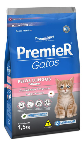 Ração Premier Gato Filhotes Ambientes Internos 1,5kg