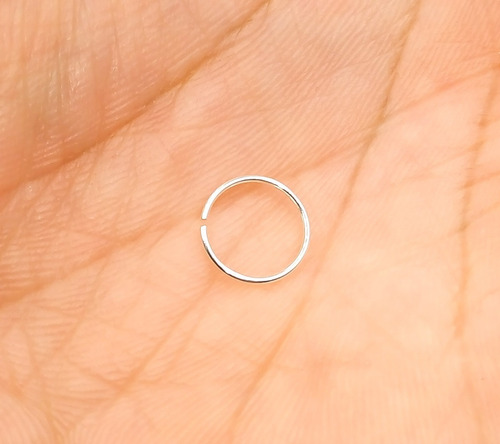 Piercing De Nariz Argola Fina Em Prata 925 De 9mm Cor Prateado