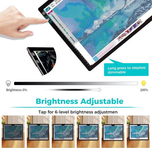Mesa De Dibujo Luz Led Recargable Con Clip Magnetico A3