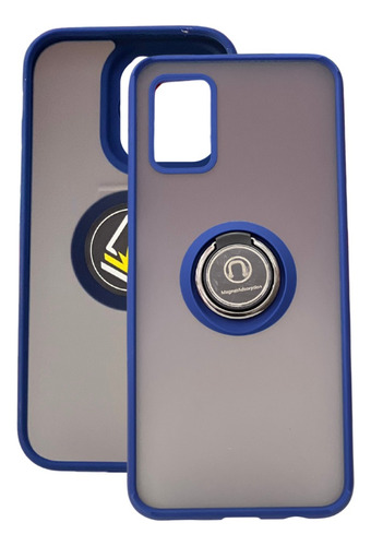 Funda Para Samsung S23ultra Uso Rudo Con Anillo Matte Ring Azul S23 Ultra