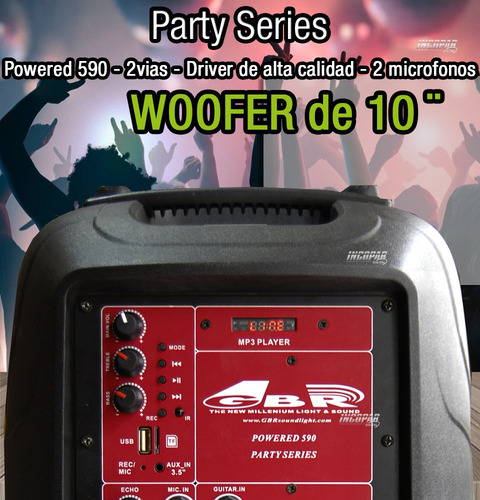 Bafle Potenciado Gbr Bateria Rec.-usb-bluetooth-mic