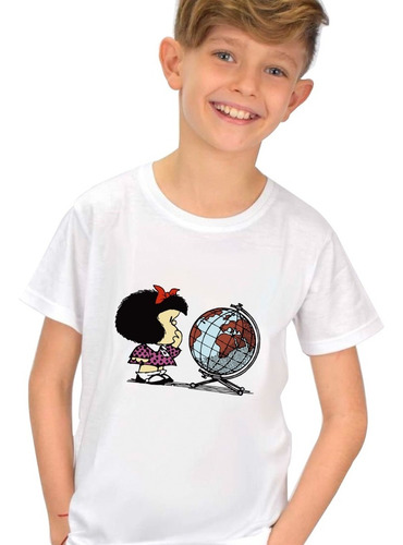 Remera Mafalda Globo Mundo Modal Premium Hombre Mujer Niños