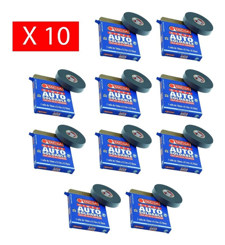 Pack X 10 Cinta Autosoldable Tacsa 19mm X 0,76mm X 9,14mt