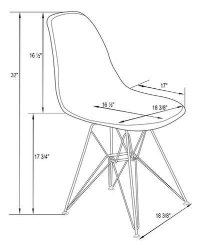 Leisuremod Cresco Silla De Comedor Lateral Moderna Eiffel