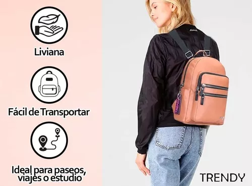 Mochila Cartera Bandolera De Mujer Eco Cuero Urbana Chica