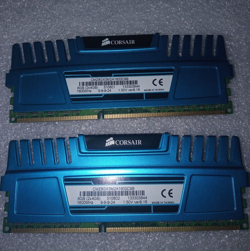 Imagem 2 de 3 de Memoria Gamer Ddr3 8gb (2x4) 1600mhz Corsair Vengeance